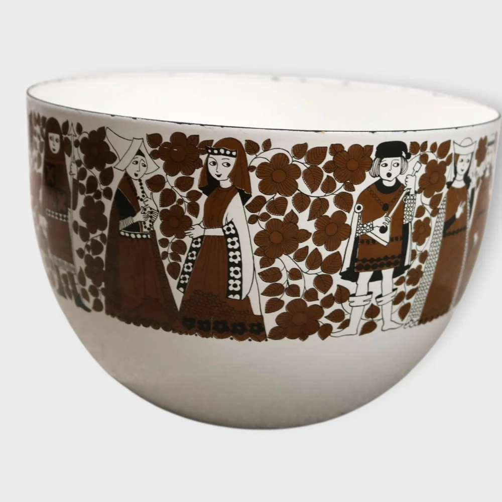 Vintage Arabia Finel Kaj Franck 'Ritari' Medieval Troubadour Enamel Bowl Finland